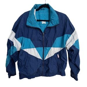 Vintage Esprit by Campus 80s Retro Blue Color block Track Jacket Windbreaker